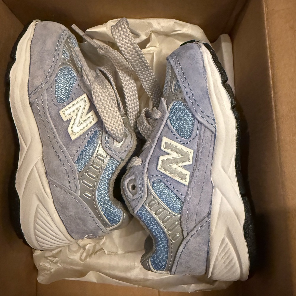 New Balance Kids' Light Blue and White Sneakers